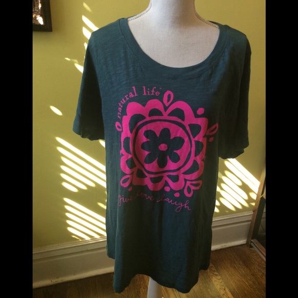 NATURAL LIFE Tops - Natural Life NWT Short Sleeve Teal/Pink Tee  XXXL